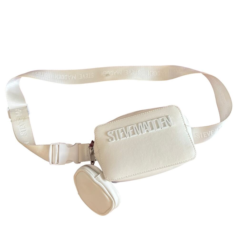 Steve Madden White Logo Belt Bag Set
